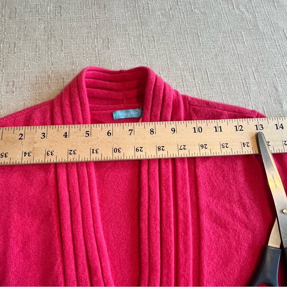 J. McLaughlin 100% Cashmere Hot Pink Front Tie Sweater Cardigan Shawl Neck - Picture 15 of 16